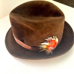 Guyer vintage tyrollian hat brown with feathers